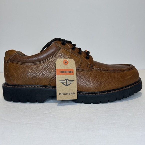 Dockers Stain Defender Oxford Mens 12 Brown Leather Water Proof Shoes Comfort - Picture 1 of 8